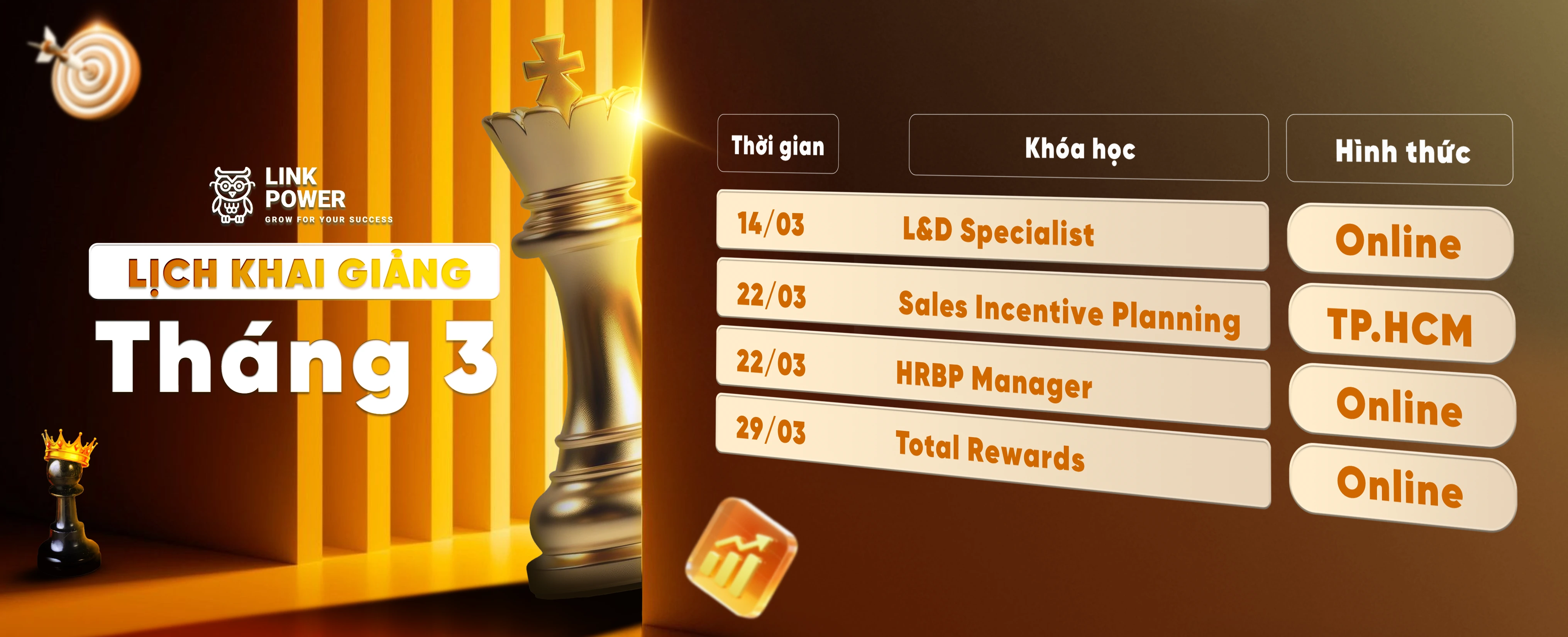 lịch khai giảng tháng 3 2026