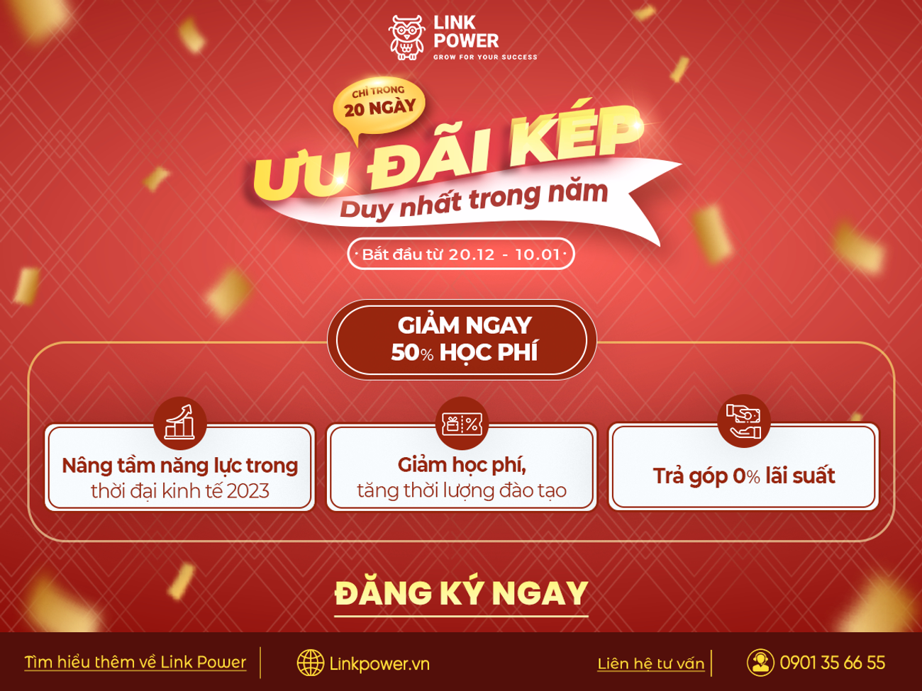 CHƯƠNG TRÌNH ƯU ĐÃI KÉP DÀNH CHO KHÓA HỌC NHÂN SỰ LỚN VÀ DUY NHẤT TRONG NĂM